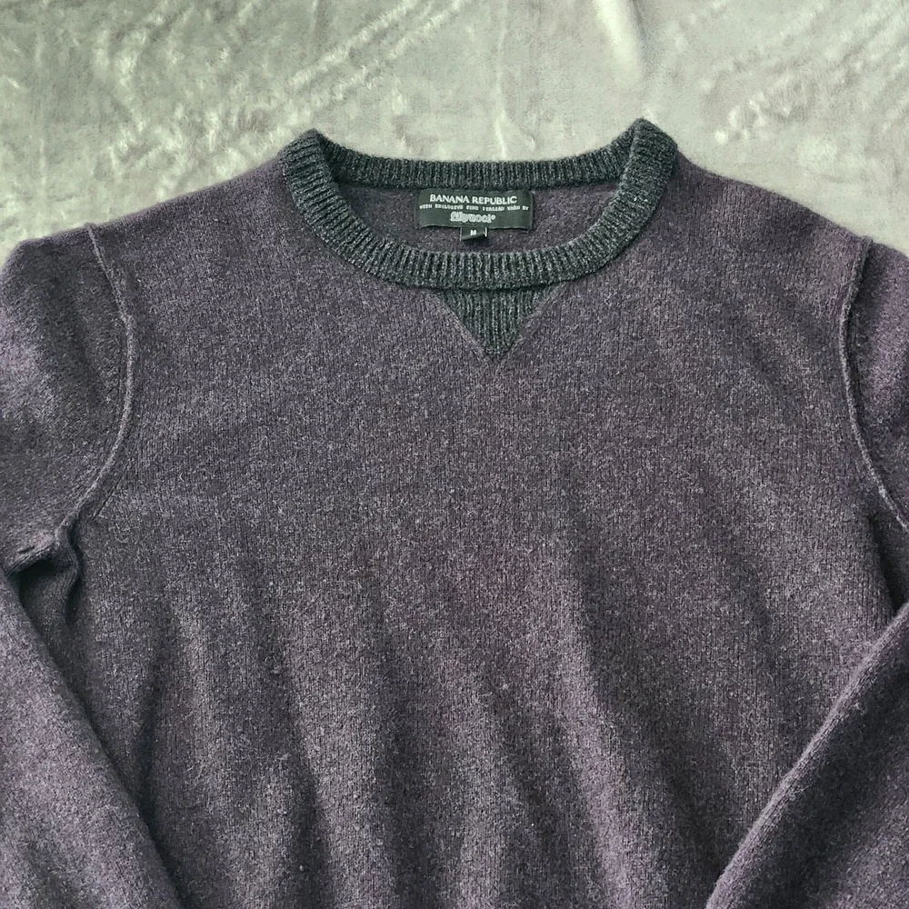 Banana Republic Men's Crewneck Italian Yarn by Filpucci‎ Purple Gray Size Medium